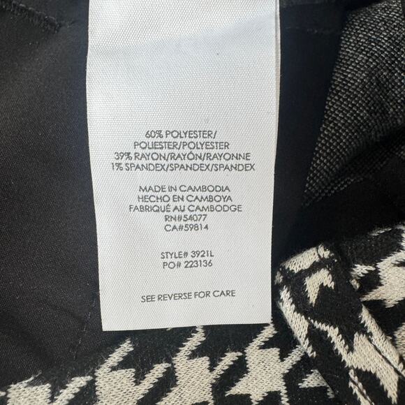Cabi Pants Womens 12 Houndstooth Black White Wide Leg Career Office Work Trouser - Picture 5 of 12